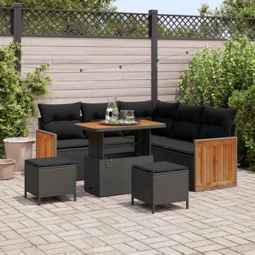vidaXL Set de canapele pentru grădină 8 pcs Negru 90 x 55 x 71 cm