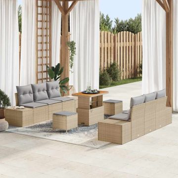 vidaXL Set de canapele pentru grădină 9 pcs Beige și gri deschis