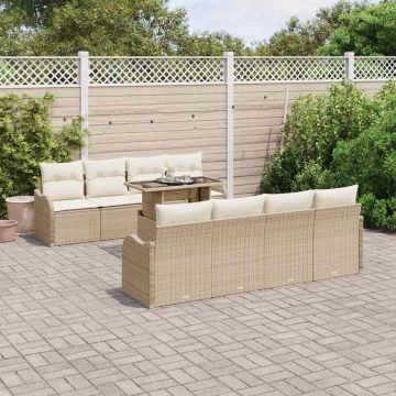 vidaXL Set de canapele pentru grădină 9 pcs Bej 100 x 55 x 73 cm