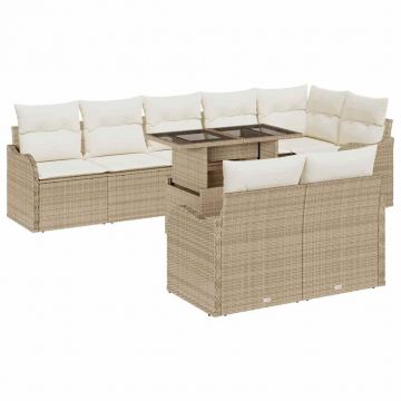 vidaXL Set de canapele pentru grădină 9 pcs Bej 100 x 55 x 73 cm