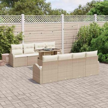 vidaXL Set de canapele pentru grădină 9 pcs Bej 100 x 55 x 73 cm