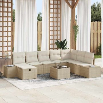 vidaXL Set de canapele pentru grădină 9 pcs Bej 55 x 62 x 69 cm