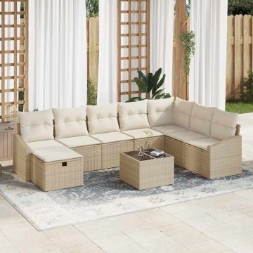 vidaXL Set de canapele pentru grădină 9 pcs Bej 55 x 62 x 69 cm