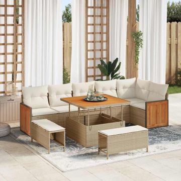 vidaXL Set de canapele pentru grădină 9 pcs Bej și crem
