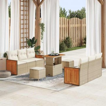 vidaXL Set de canapele pentru grădină 9 pcs Bej și crem