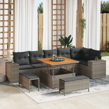 vidaXL Set de canapele pentru grădină 9 pcs Gri 100 x 100 x 71 cm
