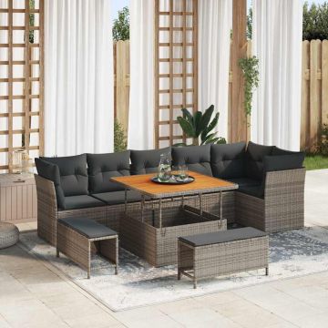 vidaXL Set de canapele pentru grădină 9 pcs Gri 100 x 100 x 71 cm