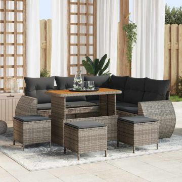 vidaXL Set de canapele pentru grădină 9 pcs Gri 110 x 55 x 71 cm