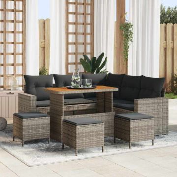 vidaXL Set de canapele pentru grădină 9 pcs Gri 110 x 55 x 71 cm