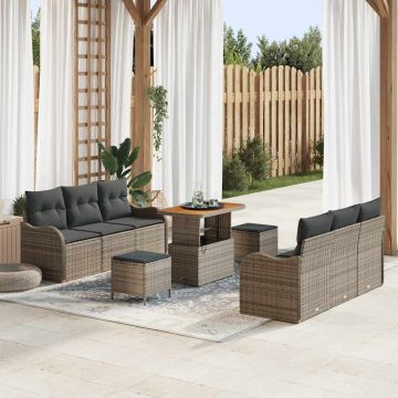 vidaXL Set de canapele pentru grădină 9 pcs Gri 90 x 55 x 71 cm