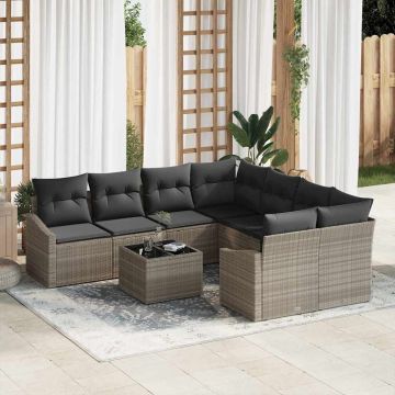 vidaXL Set de canapele pentru grădină 9 pcs Gri deschis și gri închis