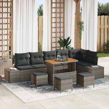 vidaXL Set de canapele pentru grădină 9 pcs Gri deschis și gri închis