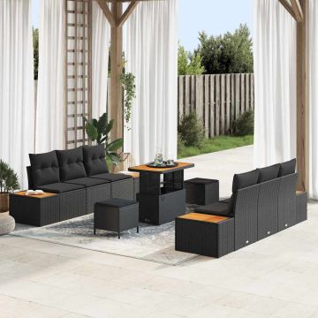 vidaXL Set de canapele pentru grădină 9 pcs Negru 90 x 55 x 71 cm