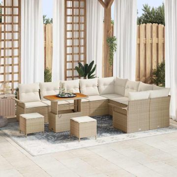 vidaXL Set de canapele pentru grădină cu pernă 12 pcs Bej și crem