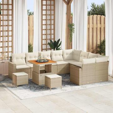 vidaXL Set de canapele pentru grădină cu pernă 12 pcs bej și crem