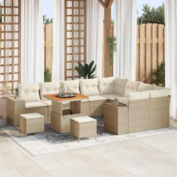 vidaXL Set de canapele pentru grădină cu pernă 12 pcs Bej și crem