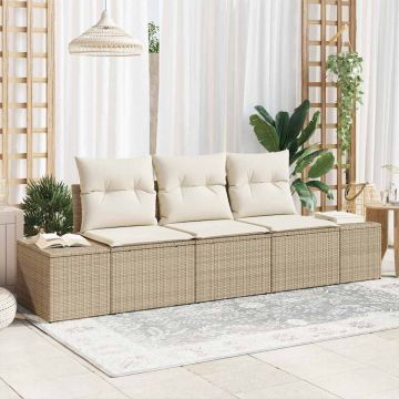 vidaXL Set de canapele pentru grădină cu pernă 3 pcs Bej și crem