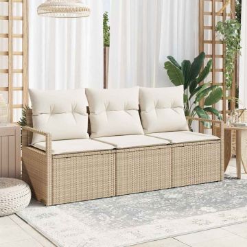 vidaXL Set de canapele pentru grădină cu pernă 3 pcs Bej și crem