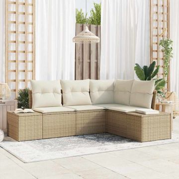 vidaXL Set de canapele pentru grădină cu pernă 4 pcs Bej și crem