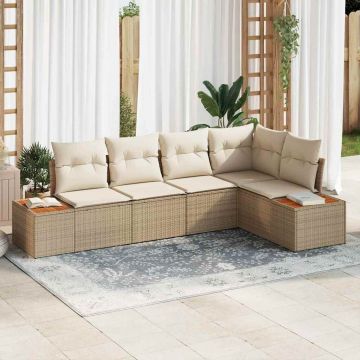 vidaXL Set de canapele pentru grădină cu pernă 5 pcs bej și crem