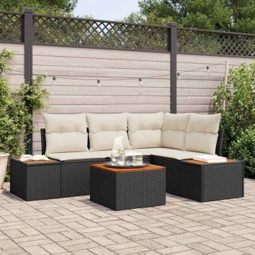 vidaXL Set de canapele pentru grădină cu pernă 5 pcs negru și crem