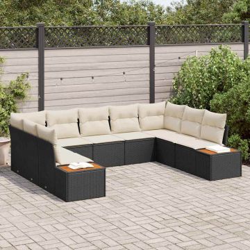 vidaXL Set de canapele pentru grădină cu pernă 5 pcs negru și crem
