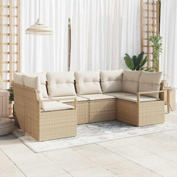 vidaXL Set de canapele pentru grădină cu pernă 6 pcs Bej și crem