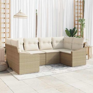 vidaXL Set de canapele pentru grădină cu pernă 6 pcs Bej și crem