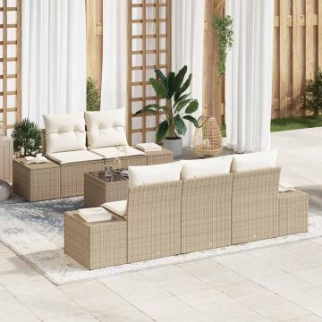 vidaXL Set de canapele pentru grădină cu pernă 6 pcs Bej și crem