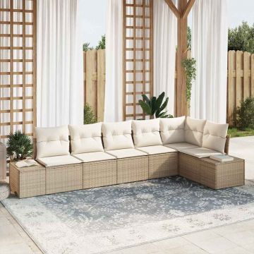 vidaXL Set de canapele pentru grădină cu pernă 6 pcs Bej și crem