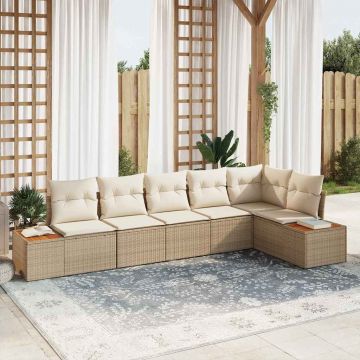 vidaXL Set de canapele pentru grădină cu pernă 6 pcs bej și crem