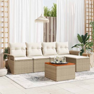vidaXL Set de canapele pentru grădină cu pernă 6 pcs Bej și crem