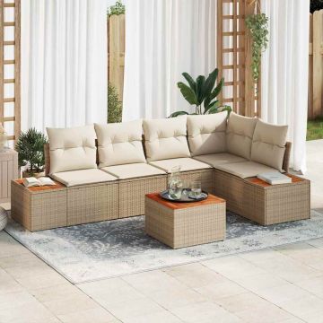 vidaXL Set de canapele pentru grădină cu pernă 6 pcs bej și crem