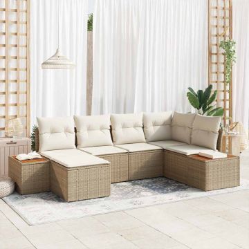 vidaXL Set de canapele pentru grădină cu pernă 6 pcs bej și crem
