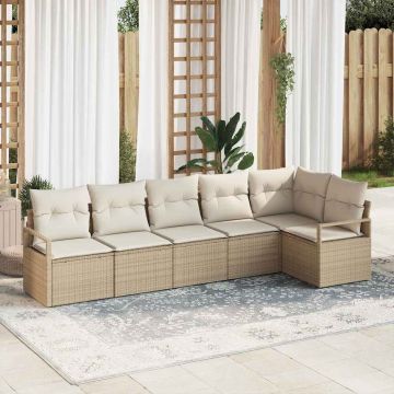 vidaXL Set de canapele pentru grădină cu pernă 6 pcs Bej și crem