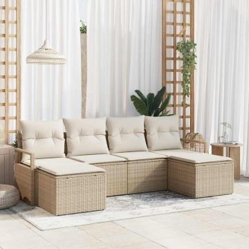 vidaXL Set de canapele pentru grădină cu pernă 6 pcs Bej și crem