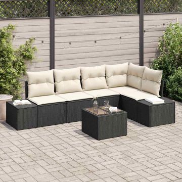 vidaXL Set de canapele pentru grădină cu pernă 6 pcs Maro și Crem