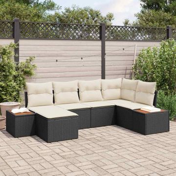 vidaXL Set de canapele pentru grădină cu pernă 6 pcs negru și crem