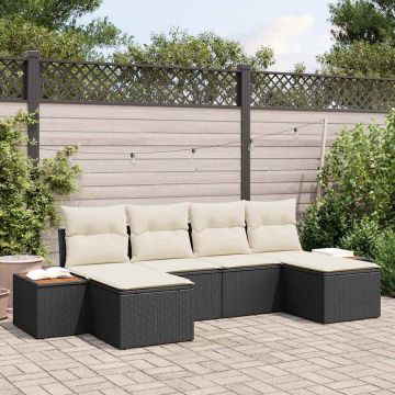 vidaXL Set de canapele pentru grădină cu pernă 6 pcs negru și crem