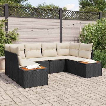 vidaXL Set de canapele pentru grădină cu pernă 6 pcs negru și crem