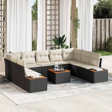 vidaXL Set de canapele pentru grădină cu pernă 6 pcs negru și crem