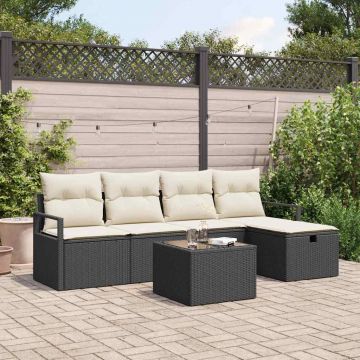 vidaXL Set de canapele pentru grădină cu pernă 6 pcs negru și crem