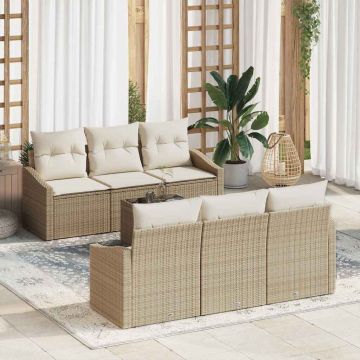 vidaXL Set de canapele pentru grădină cu pernă 7 pcs Bej și crem