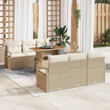 vidaXL Set de canapele pentru grădină cu pernă 7 pcs bej și crem