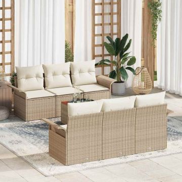 vidaXL Set de canapele pentru grădină cu pernă 7 pcs Bej și crem