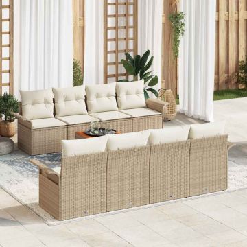 vidaXL Set de canapele pentru grădină cu pernă 7 pcs Bej și crem