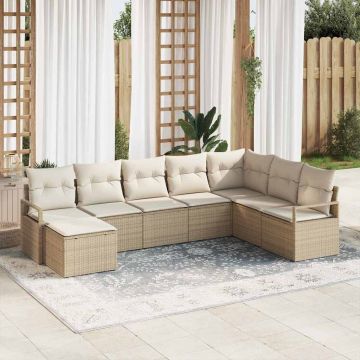 vidaXL Set de canapele pentru grădină cu pernă 8 pcs Bej și crem