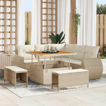 vidaXL Set de canapele pentru grădină cu pernă 8 pcs bej și crem