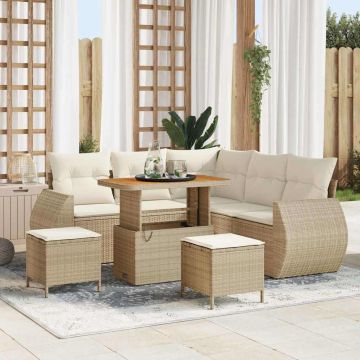 vidaXL Set de canapele pentru grădină cu pernă 8 pcs bej și crem