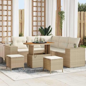 vidaXL Set de canapele pentru grădină cu pernă 8 pcs Bej și crem